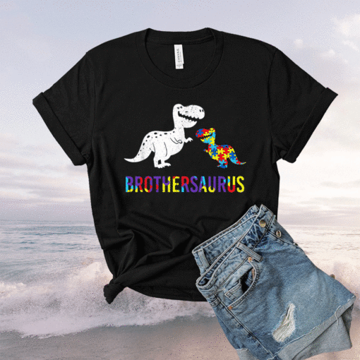 Proud Brothersaurus Autism Awareness Brother Of A Warrior Shirt