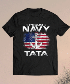 Proud Navy Tata With American Flag Veteran Shirt