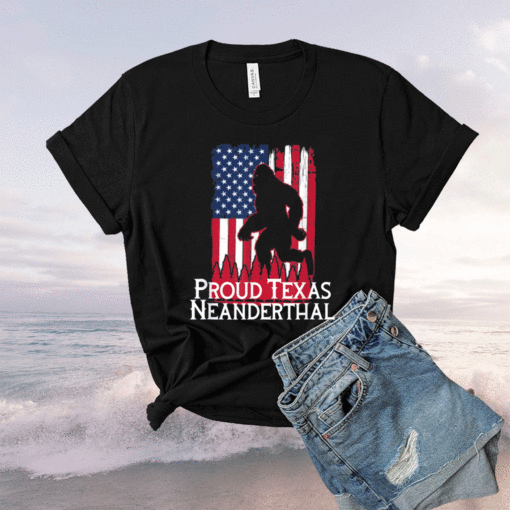 Proud Texas American Neanderthal US Flag T-Shirt