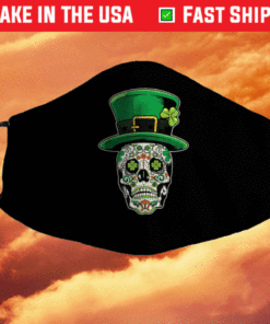 Sugar Skull Saint Patricks Day of Dead Face Mask