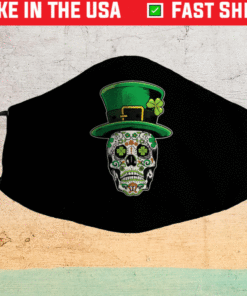 Sugar Skull Saint Patricks Day of Dead Face Mask