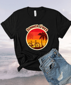 Summer Vibes Beach Sunset Bicycle and Palm Tree Shirt