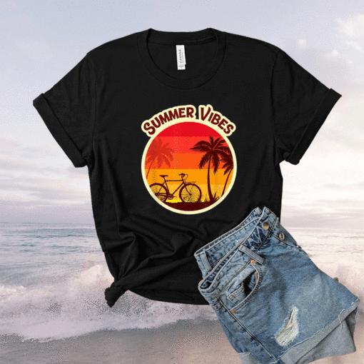 Summer Vibes Beach Sunset Bicycle and Palm Tree Shirt