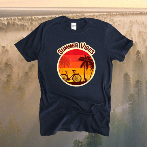 Summer Vibes Beach Sunset Bicycle and Palm Tree Shirt