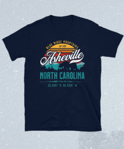 Asheville North Carolina Retro Blue Ridge Mountains Sun Bear Shirt