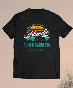 Asheville North Carolina Retro Blue Ridge Mountains Sun Bear Shirt