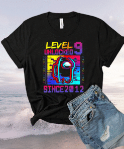 Disstressed Level 9 Unlocked Among With Us 9th Birthday Shirt