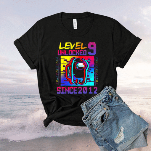 Disstressed Level 9 Unlocked Among With Us 9th Birthday Shirt