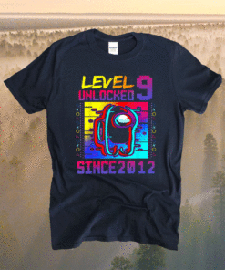 Disstressed Level 9 Unlocked Among With Us 9th Birthday Shirt