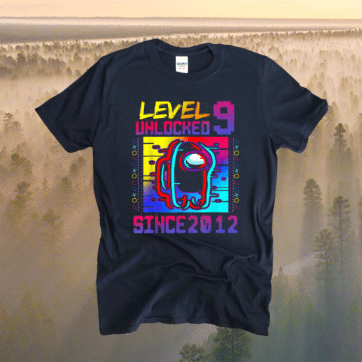 Disstressed Level 9 Unlocked Among With Us 9th Birthday Shirt