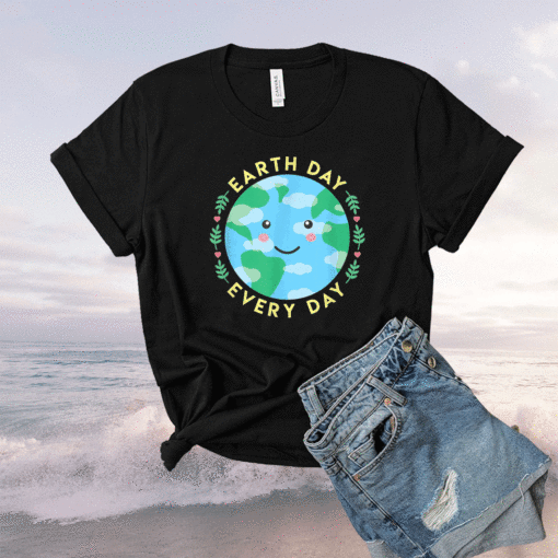 Earth Day Every Day Love the Environment Cute Kawaii Planet Shirt