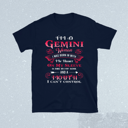 Gemini Woman I Was Born With My Heart On Sleeve Birthday Shirt