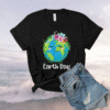 Happy Earth Day Cute Earth With Floral Earth Day 2021 Shirt