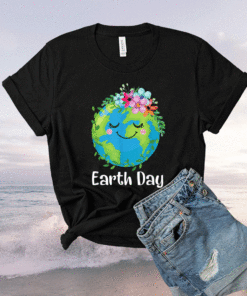 Happy Earth Day Cute Earth With Floral Earth Day 2021 Shirt