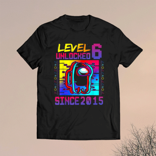 Level 6 Unlocked Among With Us 6th Birthday Shirt