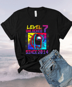 Level 7 Unlocked Among With Us 7th Birthday Shirt