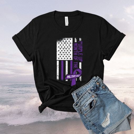 Purple Up Month Of The Military Child American Flag Shirt