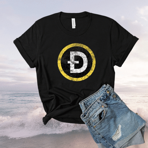 Vintage Dogecoin DOGE Crypto Distressed Logo Shirt