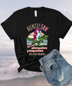 Auntie Unicorn Not Bad Influence Aunt T-Rex Rodeo Aunticorn Shirt