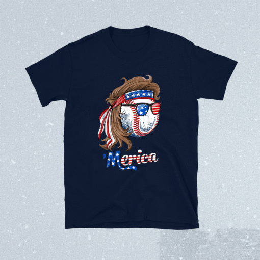 Baseball Mullet 4th Of July American Flag Merica Fathers Day Shirt