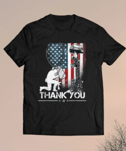 Distressed Memorial Day Flag Military Boots Dog Tags Shirt