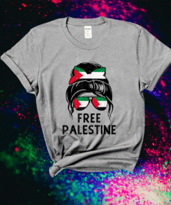 Free Palestine Flag Save Gaza Strip End Messy Hair Bun Shirt