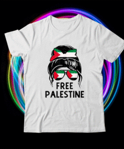 Free Palestine Flag Save Gaza Strip End Messy Hair Bun Shirt