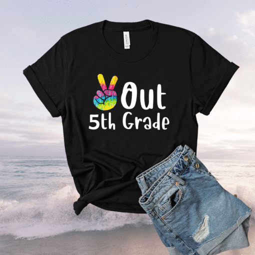 Peace Out 5th Grade Tie Dye Graduation Class Of 2021 Virtual Shirt