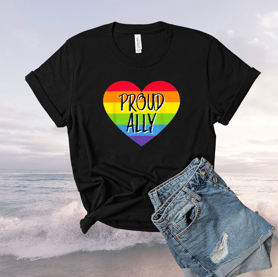 Proud Ally Rainbow Flag Gay Pride Month Support Shirt - ShirtsMango Office