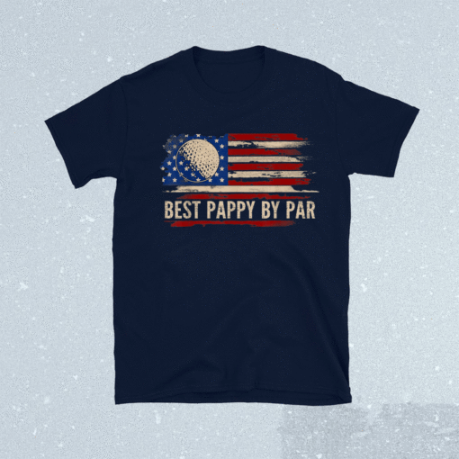 Vintage Best Pappy By Par American Flag Golf Golfer Gift Shirt