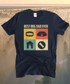 Best Dog Dad Ever Cool Father's Day Retro Vintage Dog Shirt