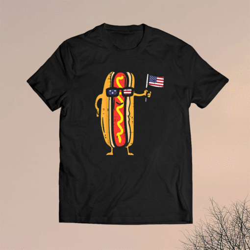 Hotdog Sunglasses American Flag USA Funny 4th Of July Fourth Shirt