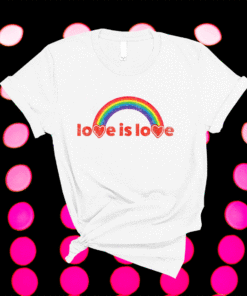 LGBT Retro Style Love Is Love Rainbow Hearts Gay Pride Shirt