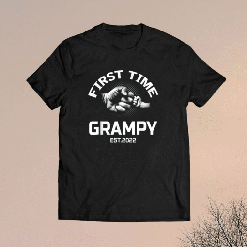 Grampy Gift First Time Grampy EST 2022 Father's Day Shirt