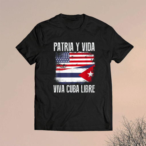 Half American Cuban Flag Vintage Cuba Shirt