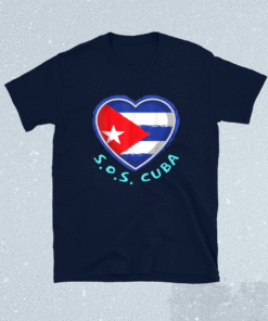 SOS Cuba Politics Protest Dictator Freedom Cuban Flag Heart Shirt