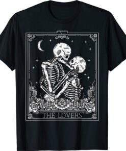 The Lovers Vintage Tarot Card Astrology Skull Horror Occult Shirt