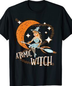Atomic Witch Pinup Girl Retro Vintage Sexy Halloween Shirt