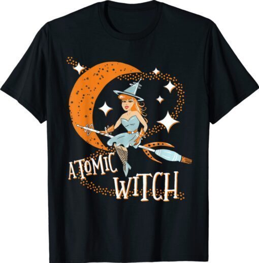 Atomic Witch Pinup Girl Retro Vintage Sexy Halloween Shirt