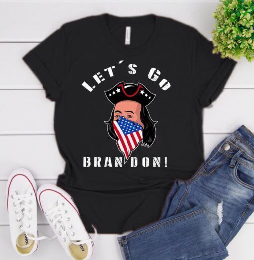 T-Shirt Let's Go Brandon, patriot with mask US Flag, Anti Biden