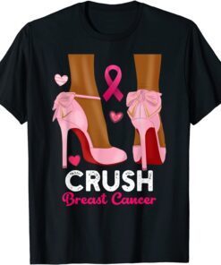 T-Shirt Crush Breast Cancer In October We Wear Pink Black Woman