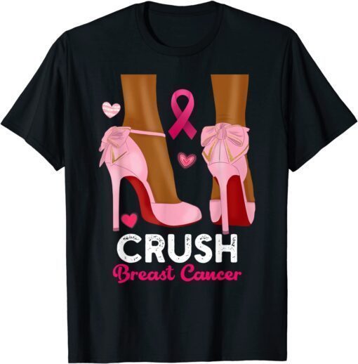 T-Shirt Crush Breast Cancer In October We Wear Pink Black Woman