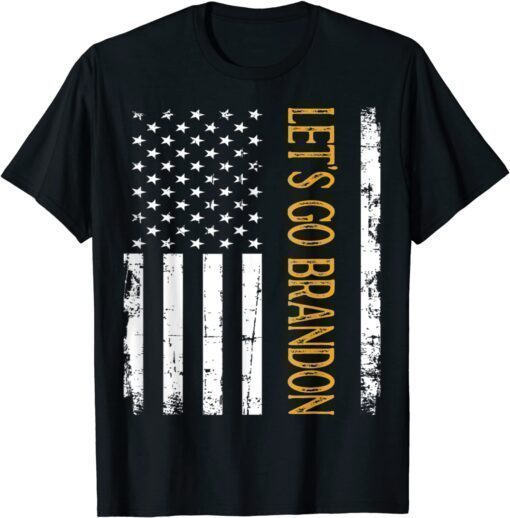 T-Shirt Let's Go Brandon,Vintage American Flag distressed design