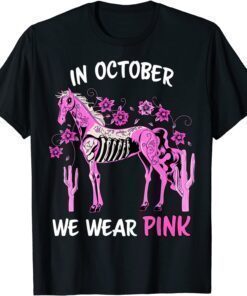 Funny In October We Wear Pink Breast Cancer Awareness Sugar Skull T-Shirt