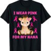 2021 I Wear Pink For My Nana Breast Cancer Awareness Grandma Kids Unisex T-Shirt