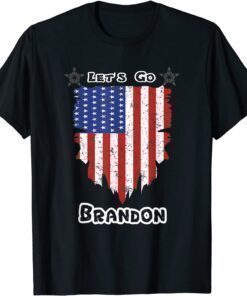Funny Let's Go Brandon American Flag Impeach Biden is fake news T-Shirt
