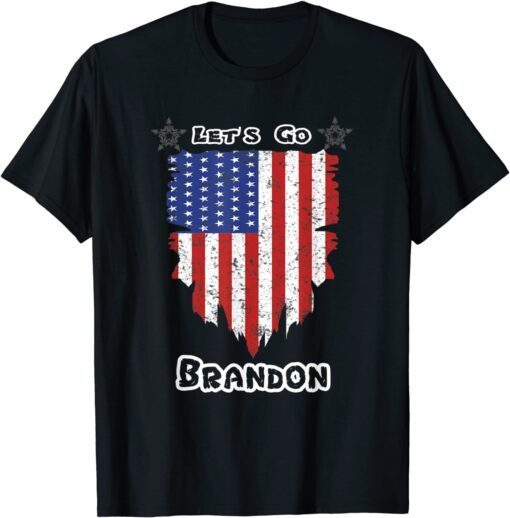 Funny Let's Go Brandon American Flag Impeach Biden is fake news T-Shirt
