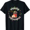 2021 Pugly Lights Santa Dog Xmas Christmas Pajamas For Women Gift Tee Shirt