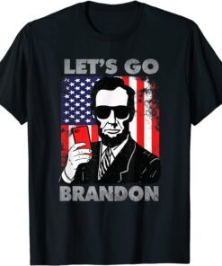 2021 Let's Go Brandon Abraham Lincoln American Flag Distressed T-Shirt