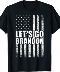 Funny Impeach 46 Chant Let's Go Brandon Conservative Anti Liberal US Flag TShirt